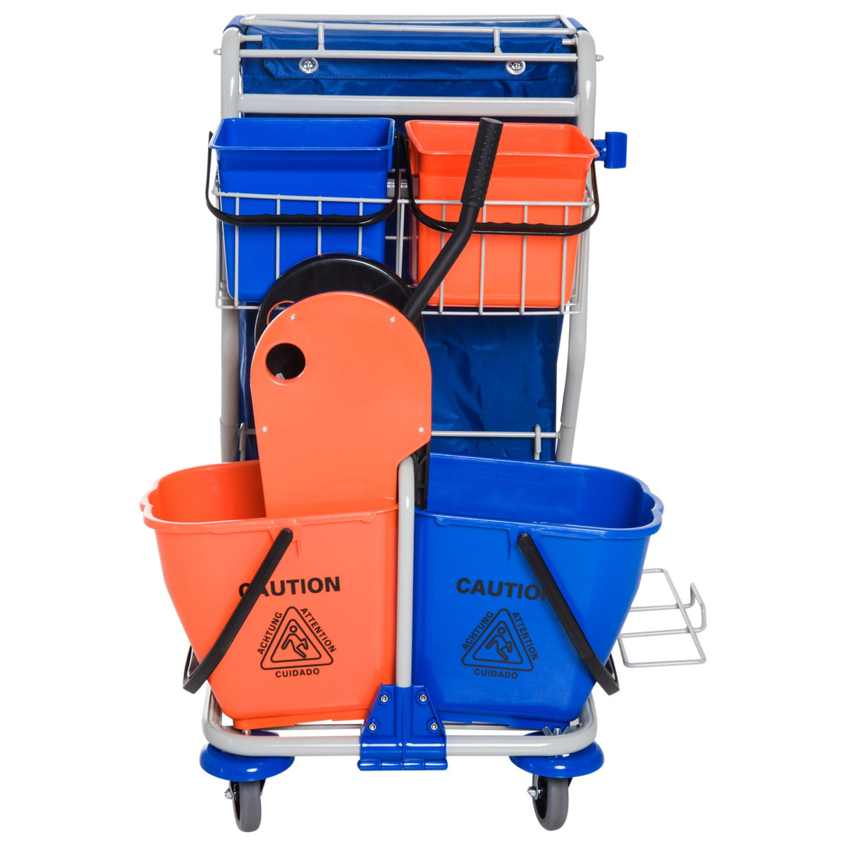 Cleaning Trolley Cleaning Trolley 4 Buckets Wiping Trolley System Trolley With Wheels Blue Orange 100 X 70 X 103 Cm