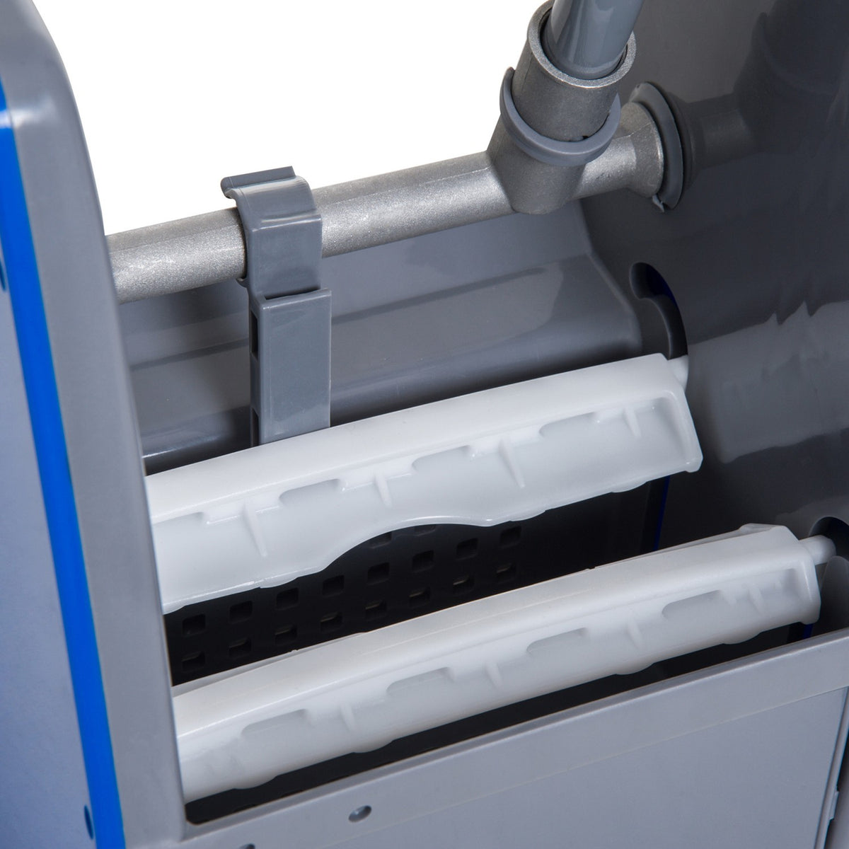 Cleaning Trolley Cleaning Trolley With 2 Buckets & 4 Wheels, Metal/Pp, Blue/Red, 73X45X92Cm For Efficient Cleanliness
