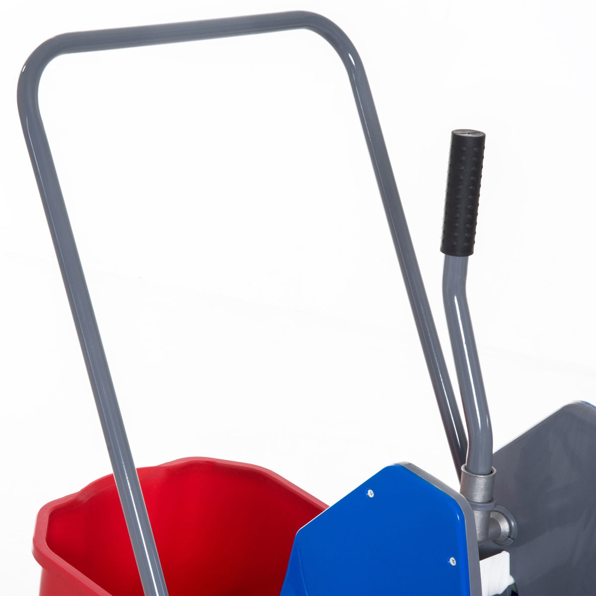 Cleaning Trolley Cleaning Trolley With 2 Buckets & 4 Wheels, Metal/Pp, Blue/Red, 73X45X92Cm For Efficient Cleanliness