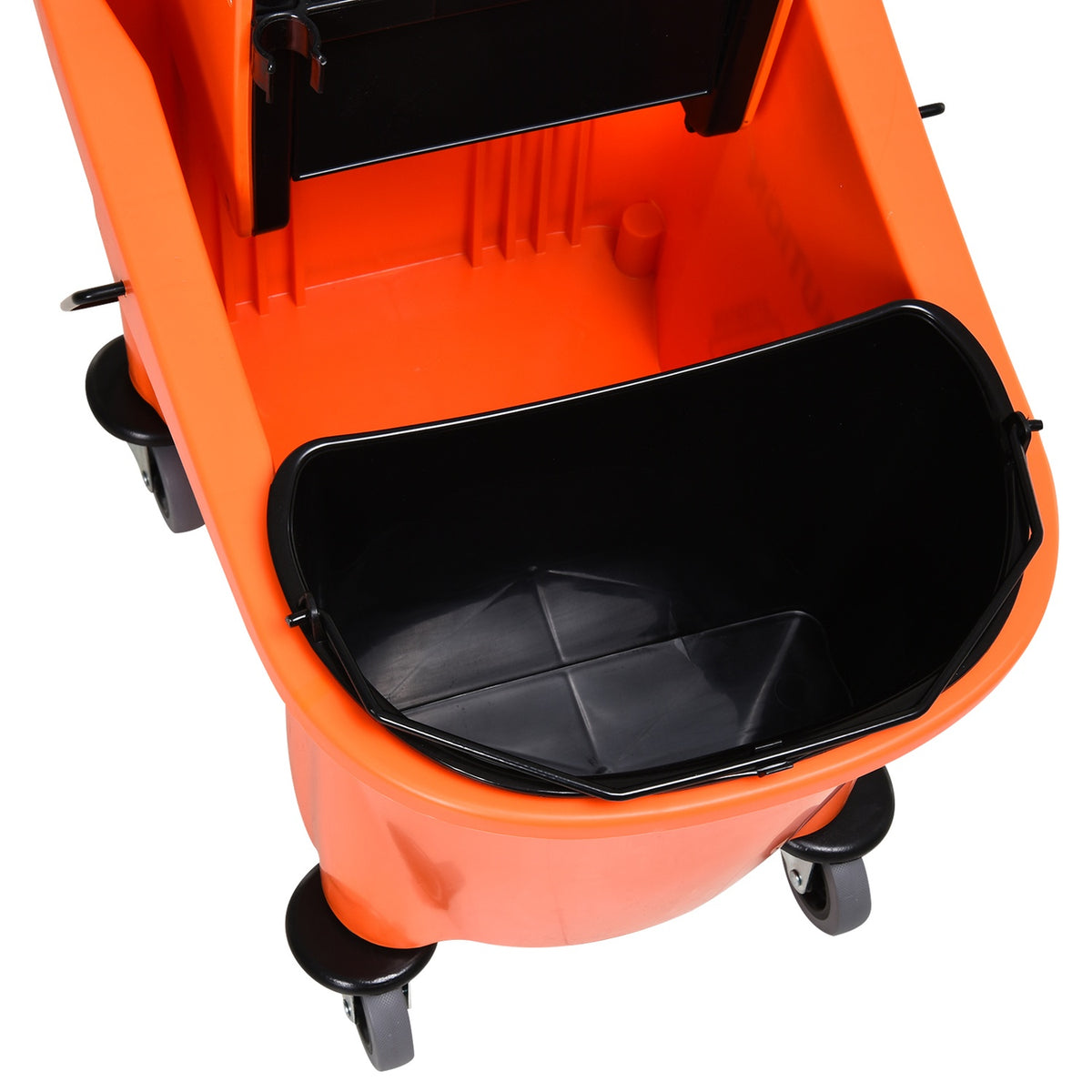 Cleaning Trolley, Mobile Bucket With Wringing Device, 36 Liters, Black/Orange, 54X41X91.5Cm, For Professional Cleaning