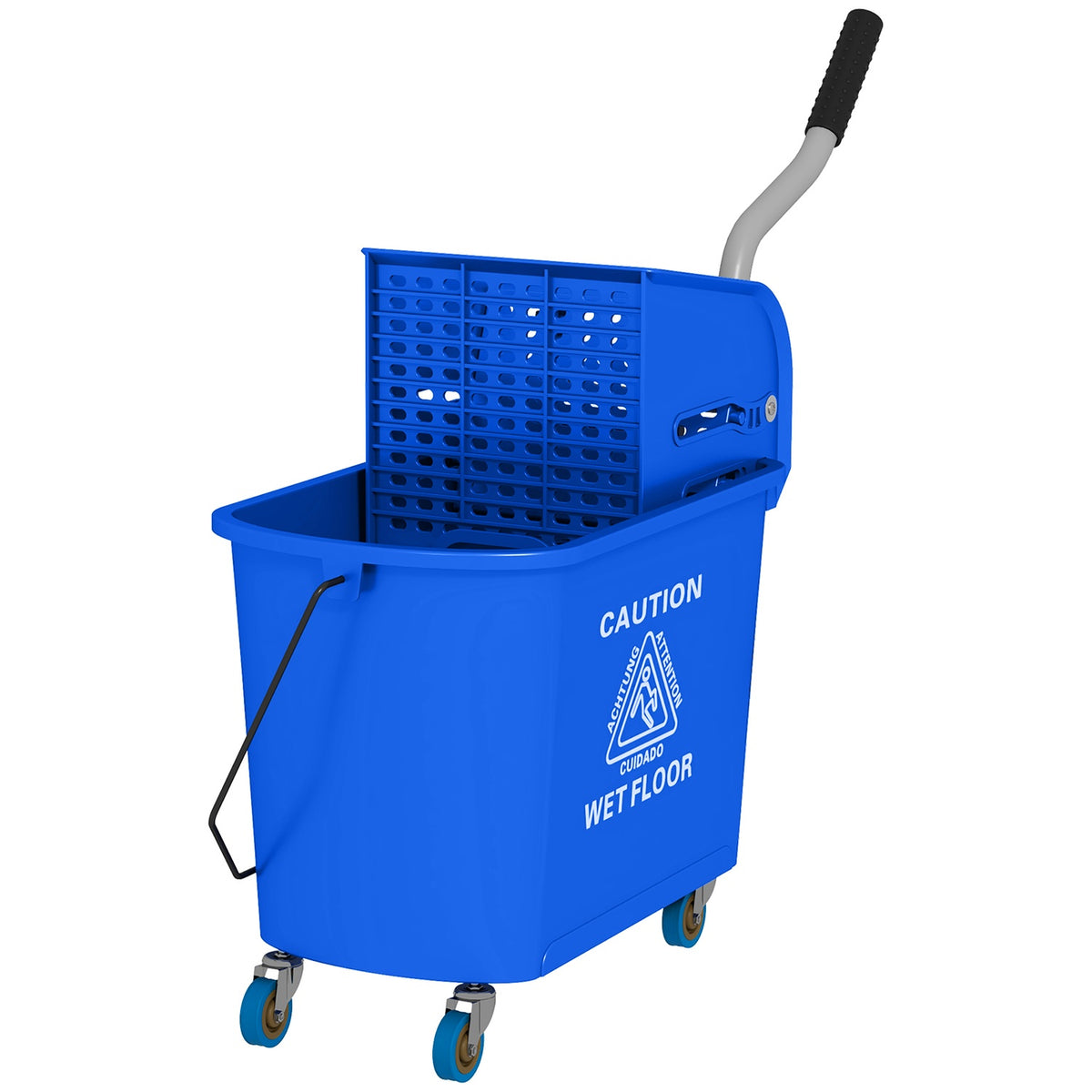 Cleaning Trolley Washing Bucket Household 20 L with Spinner and Separator for Clean Dirty Water Blue 60L x 27W x 70.5H cm