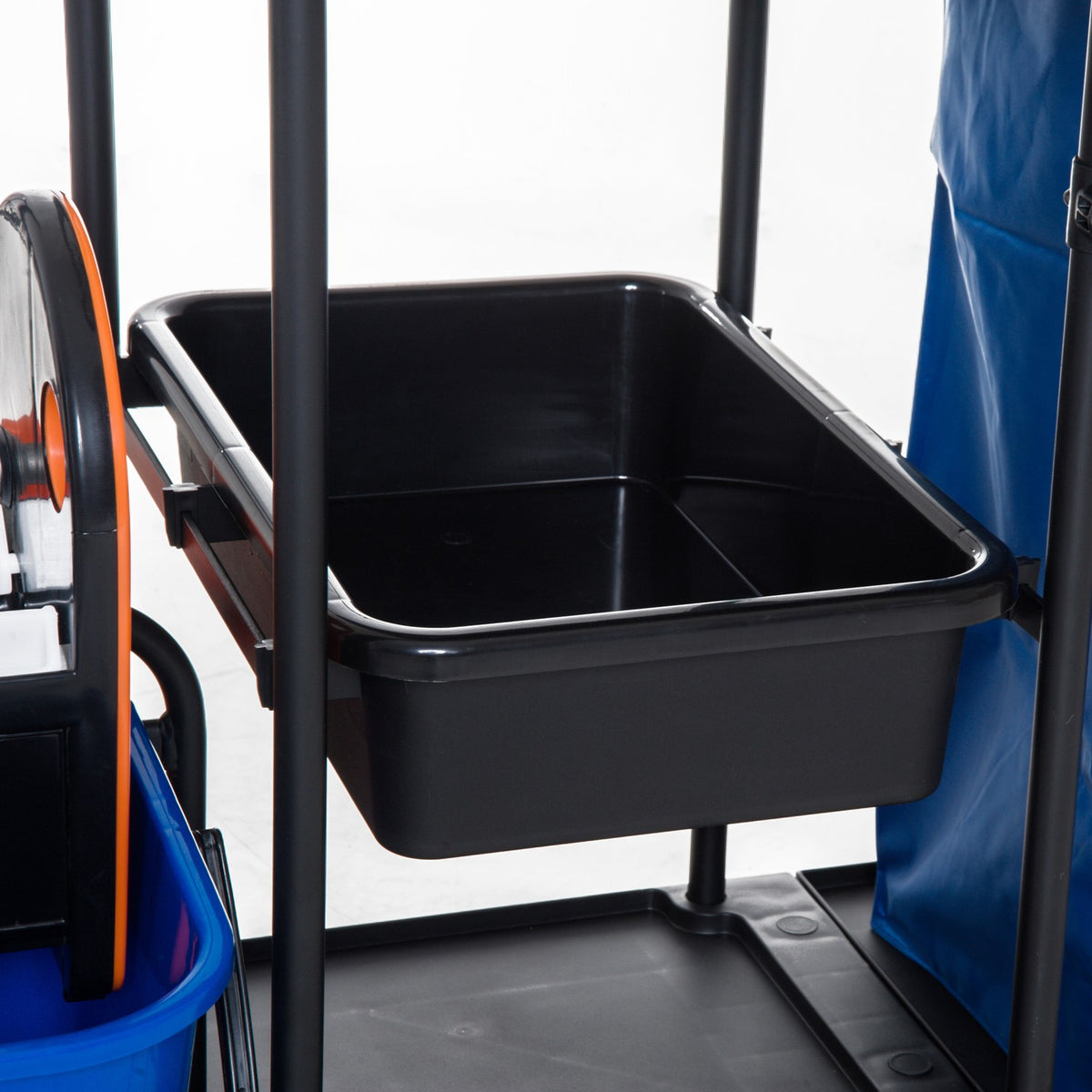 Cleaning trolley cleaning trolley with 4 wheels, system trolley for professional cleaning, black/blue/orange, 111x63.3x103cm