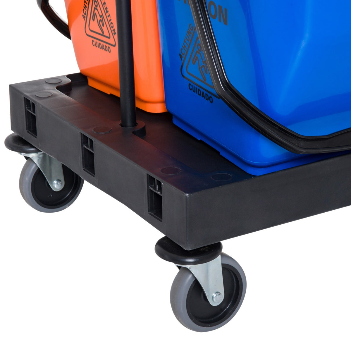 Cleaning trolley cleaning trolley with 4 wheels, system trolley for professional cleaning, black/blue/orange, 111x63.3x103cm