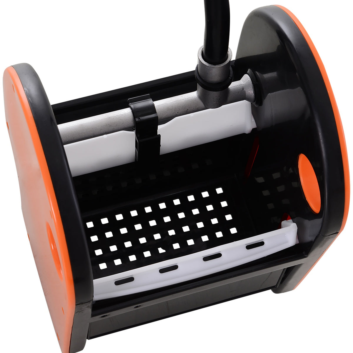 Cleaning trolley, cleaning trolley with wringer, 26 liter cleaning bucket, mobile bucket, wiping trolley, hook for mop, household trolley with 4 wheels, orange