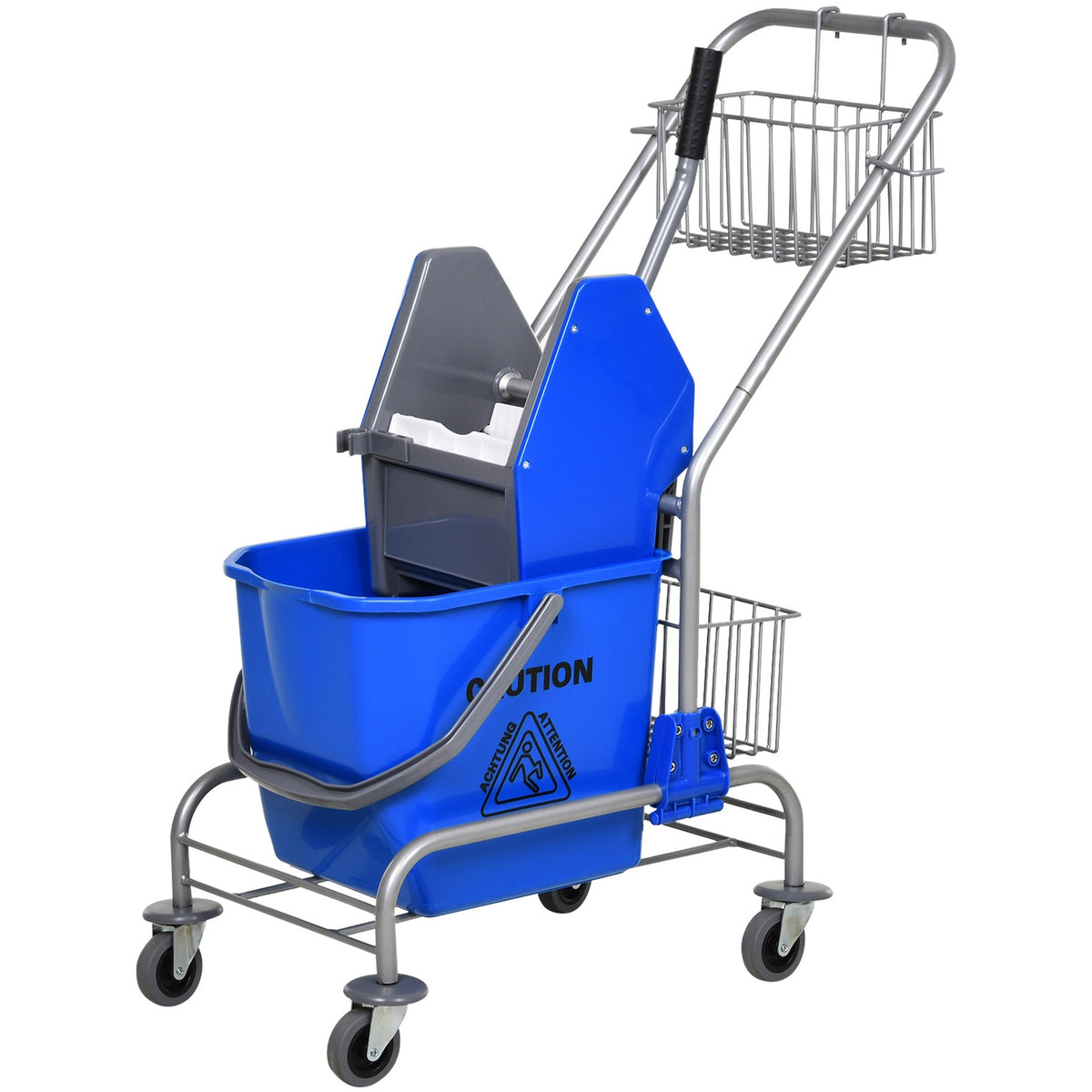 Cleaning trolley household trolley professional baking press bucket 26 L + storage basket blue 73L x 45W x 95H cm