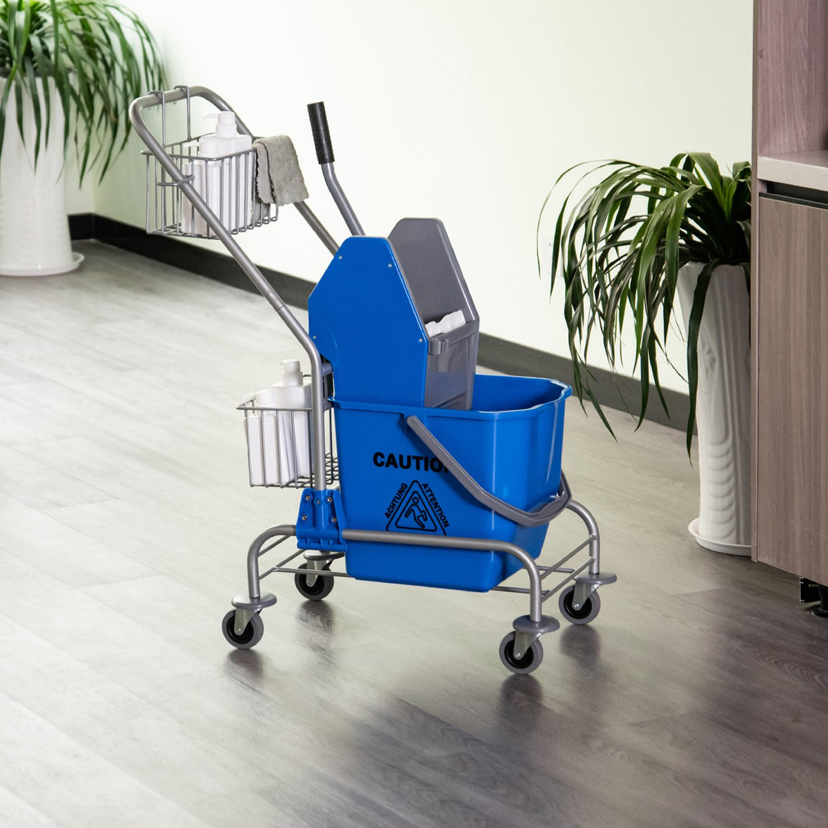 Cleaning trolley household trolley professional baking press bucket 26 L + storage basket blue 73L x 45W x 95H cm