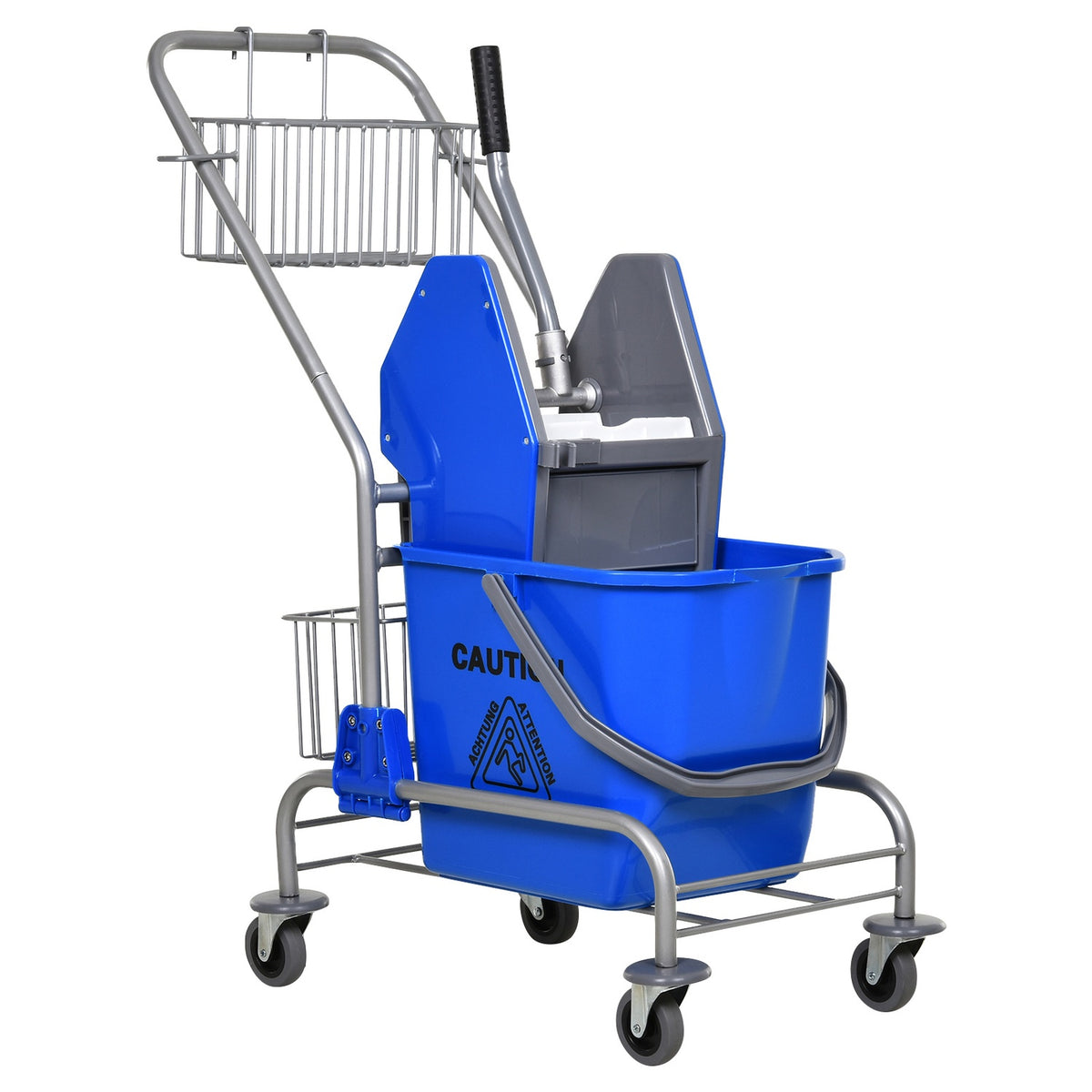 Cleaning trolley household trolley professional baking press bucket 26 L + storage basket blue 73L x 45W x 95H cm