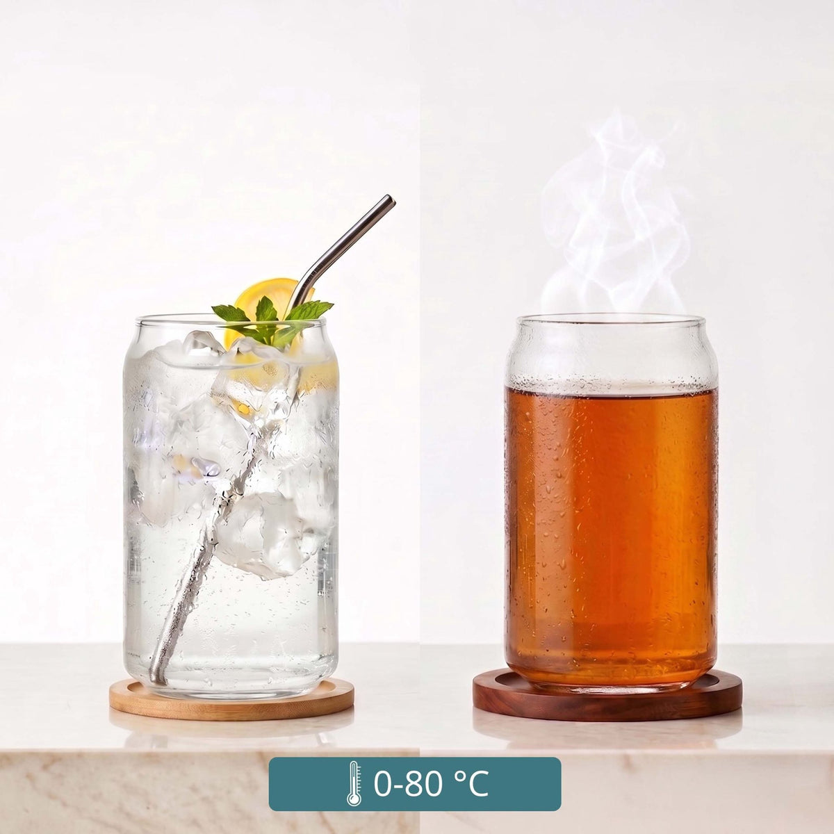 Clear Can-Shaped Long Drink Glasses, Set of 4