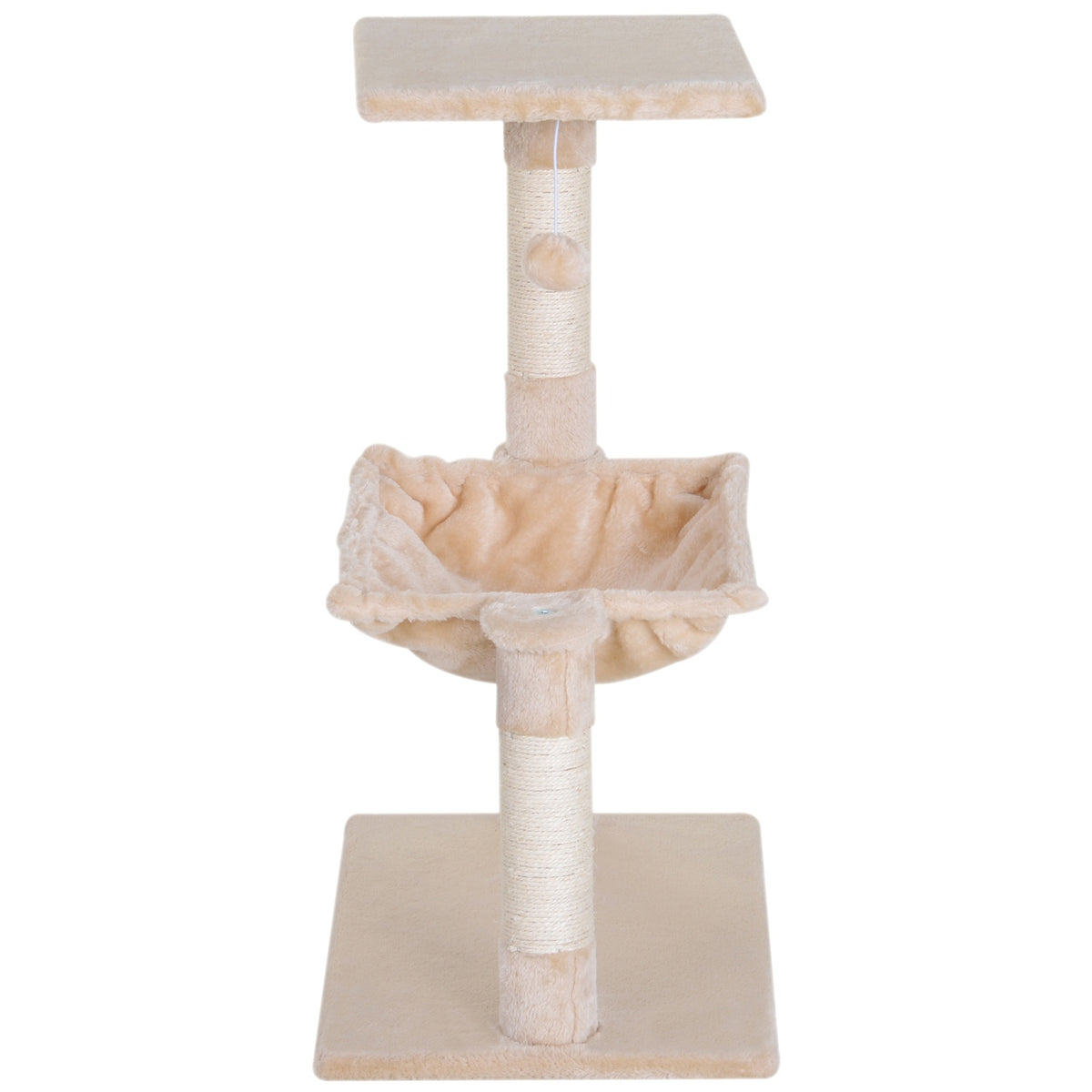 Climbing Tree Beige Scratching Post Sisal Column Plush Hammock 50X36X70Cm