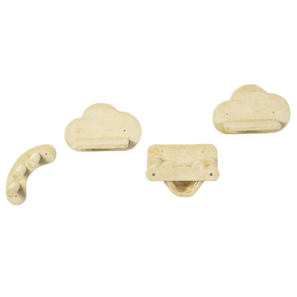 Climbing Wall For Cats 4 Piece Set With Stairs, Hammock, Jumping Platform, Plush, Up To 5Kg