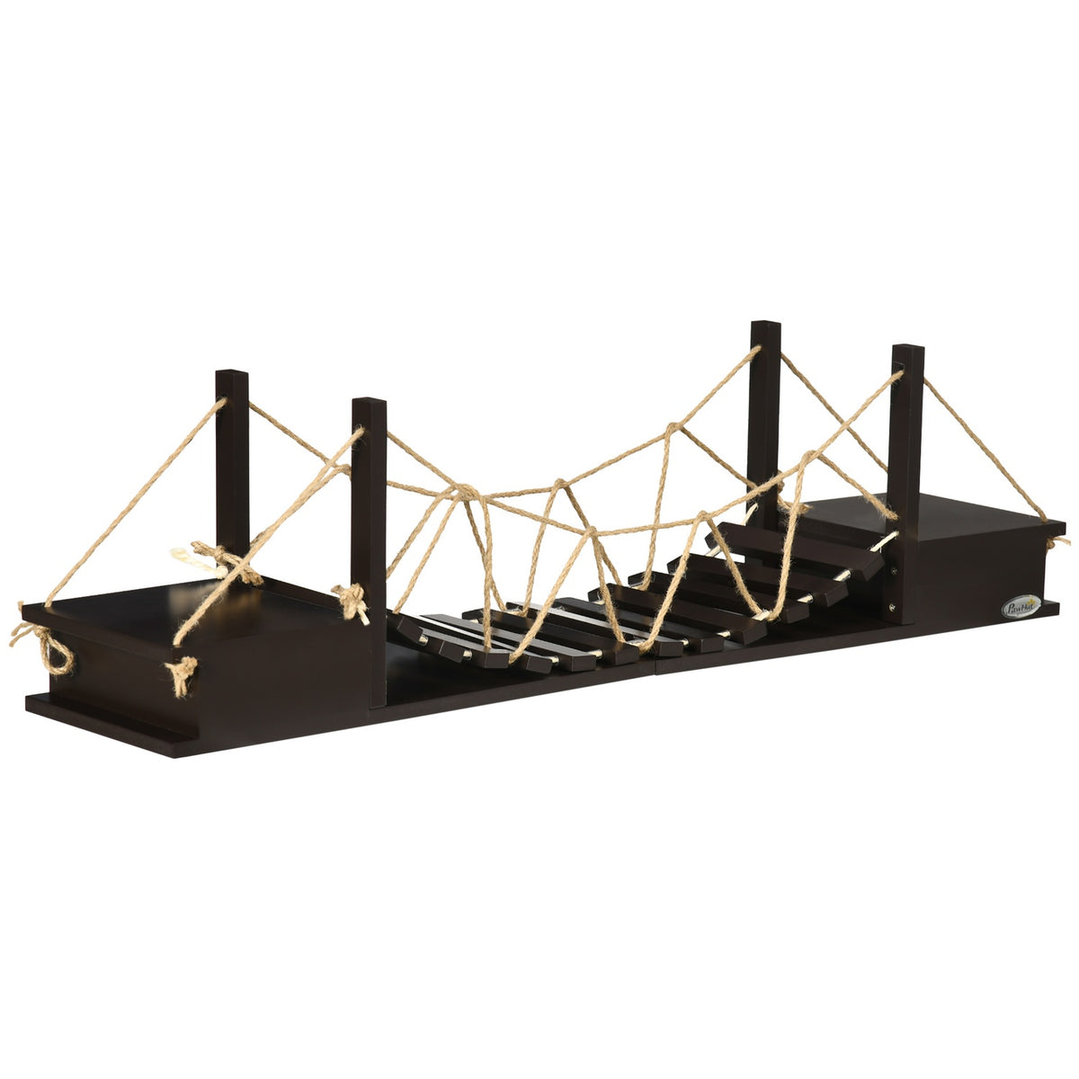 Climbing Wall For Cats Wall Scratching Post With Suspension Bridge, Up To 5 Kg, Wall Mounted, Brown, 96X20X25.5 Cm
