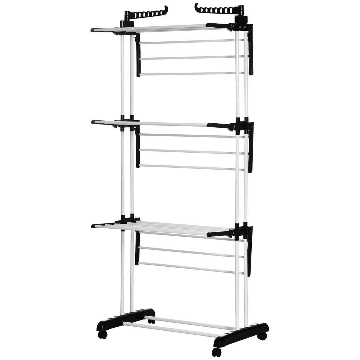 Clothes Airer Tower Clothes Airer With Wheels With 4 Levels Stand Dryer Extendable Laundry Tower Black 73 X 45.5 X 177Cm