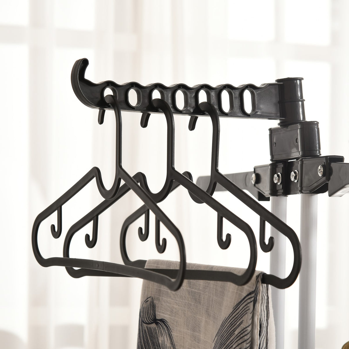 Clothes Airer Tower Clothes Airer With Wheels With 4 Levels Stand Dryer Extendable Laundry Tower Black 73 X 45.5 X 177Cm
