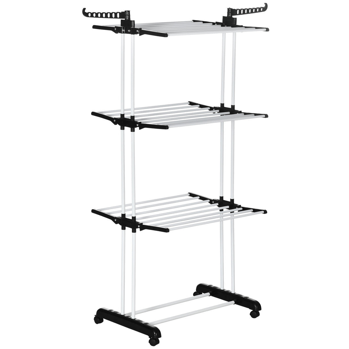 Clothes Airer Tower Clothes Airer With Wheels With 4 Levels Stand Dryer Extendable Laundry Tower Black 73 X 45.5 X 177Cm