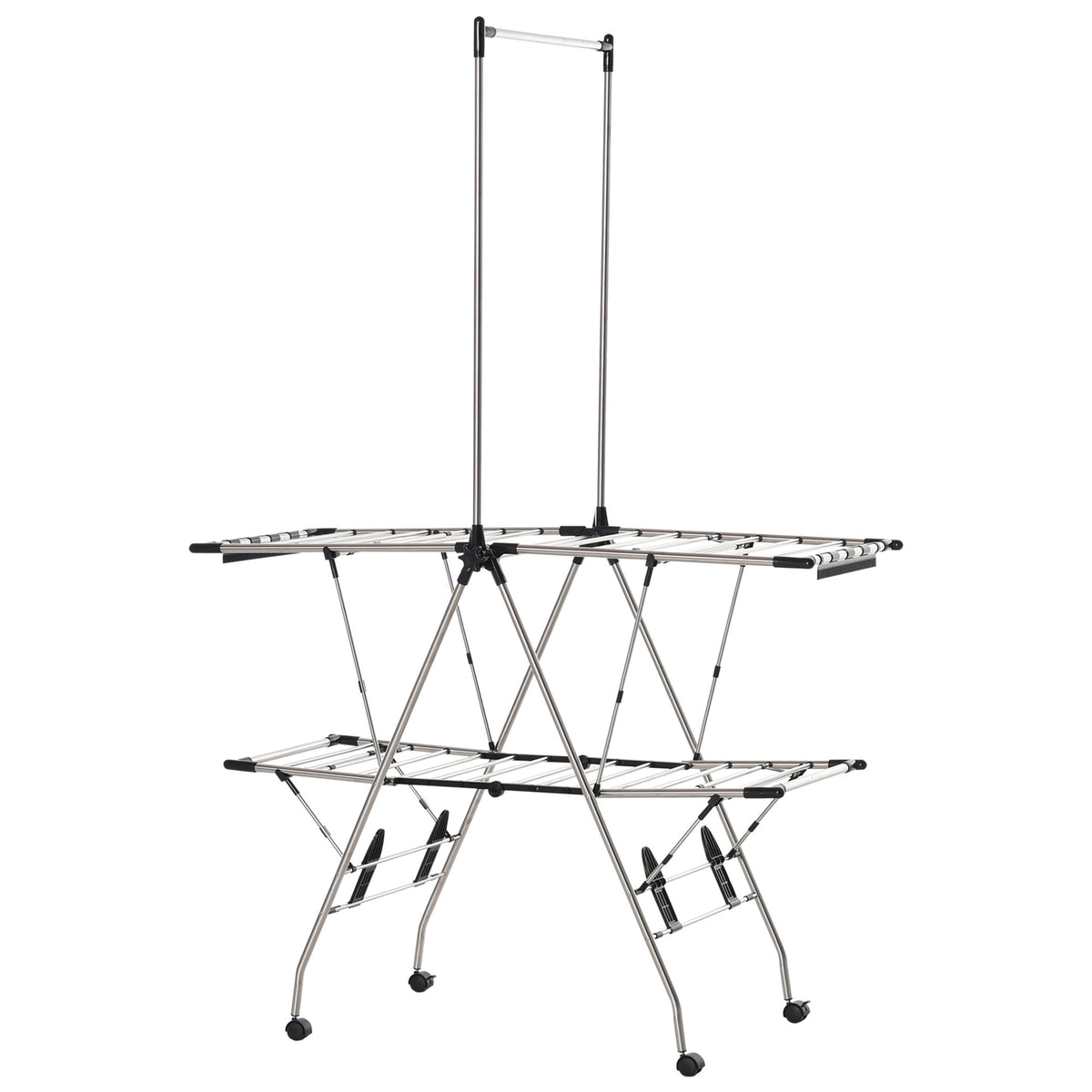 Clothes Airer With Telescopic Rods, Clothes Dryer, Clothes Rack, Stand Dryer, Foldable, Large Drying Room, Stainless Steel, 138.5X63X208Cm