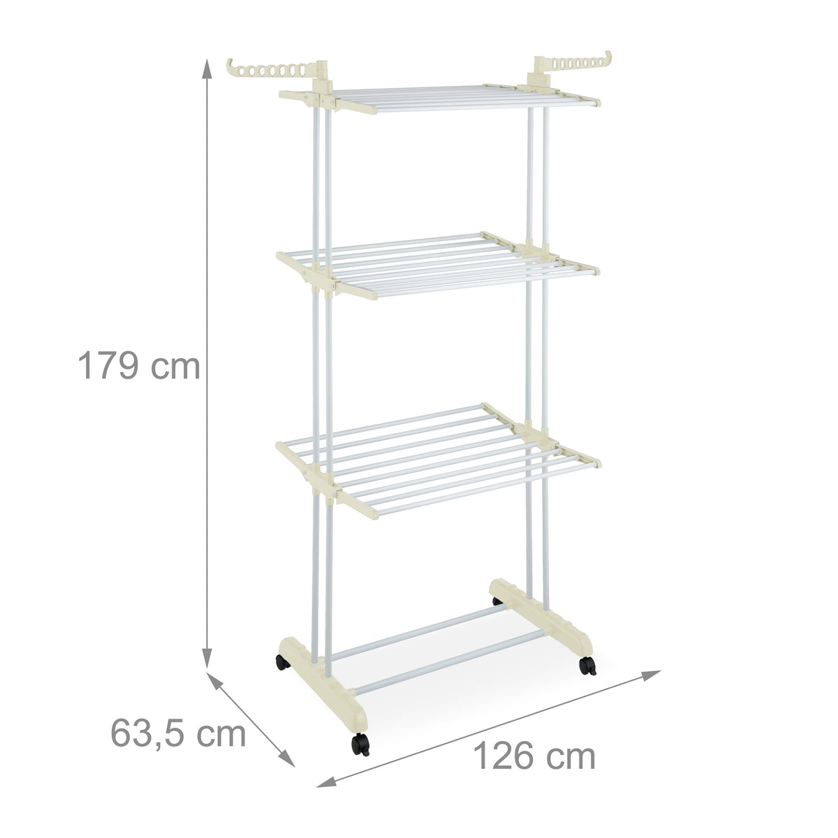 Clothes Drying Rack with Wheels and Foldable Wings