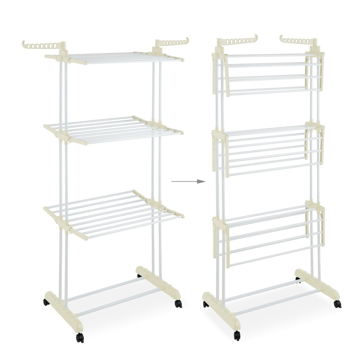 Clothes Drying Rack with Wheels and Foldable Wings