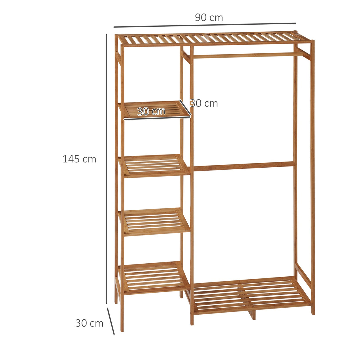 Clothes Rack Coat Rack with Clothes Rail, Shoe Rack, Shelf, Bamboo Coat Rack for Bedroom, Exhibition, Laundry Room, Laundry Room, Natural Wood |