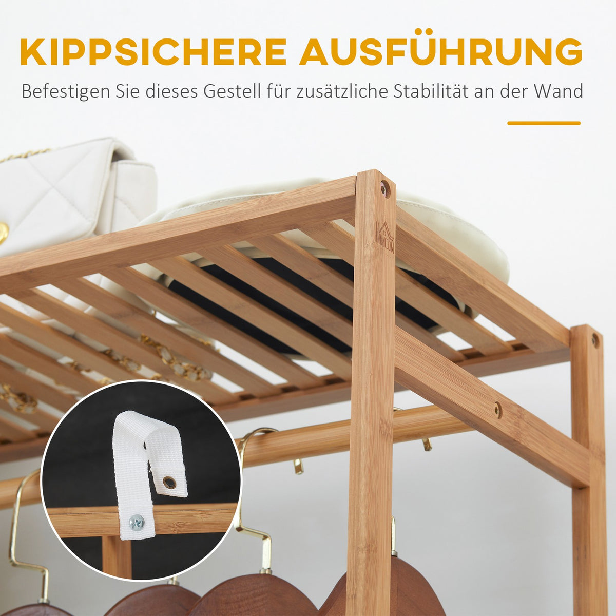 Clothes Rack Coat Rack with Clothes Rail, Shoe Rack, Shelf, Bamboo Coat Rack for Bedroom, Exhibition, Laundry Room, Laundry Room, Natural Wood |