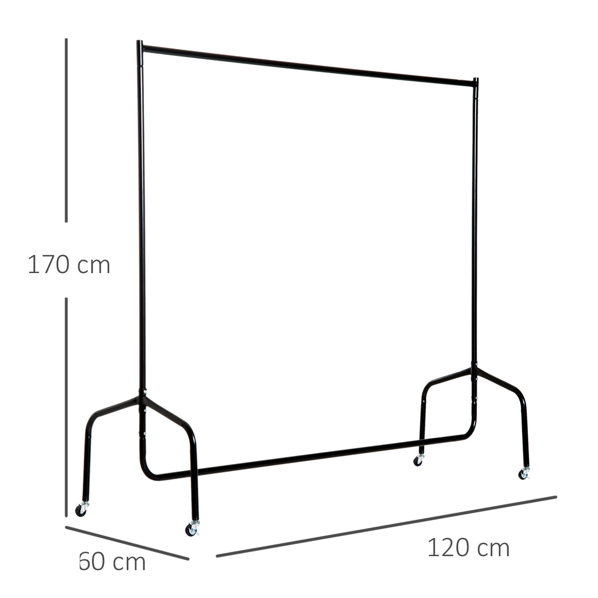 Clothes Rack, Mobile Clothes Rack With Wheels, Coat Rack, 120X60X170Cm, Stable & Space-Saving