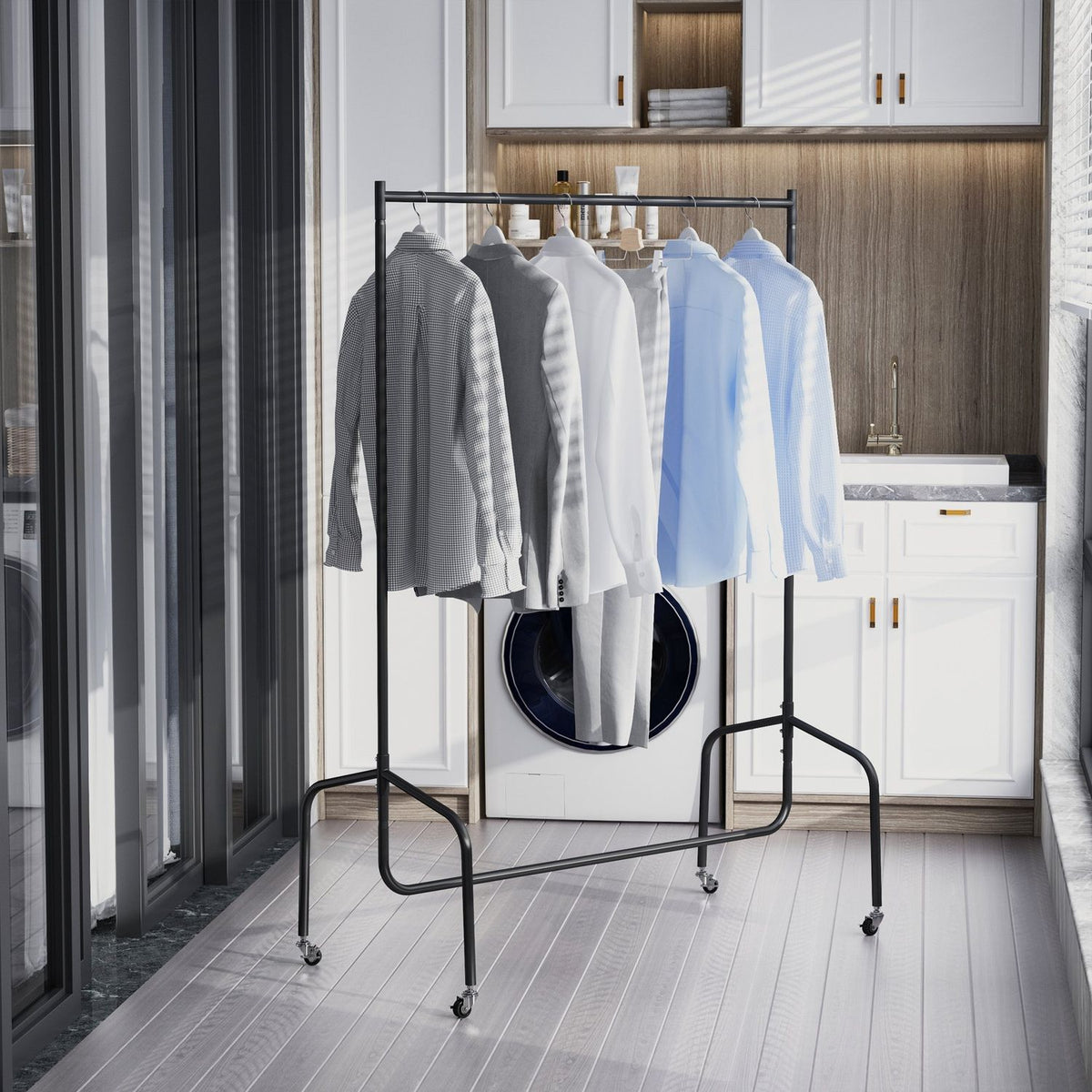 Clothes Rack, Mobile Clothes Rack With Wheels, Coat Rack, 120X60X170Cm, Stable & Space-Saving