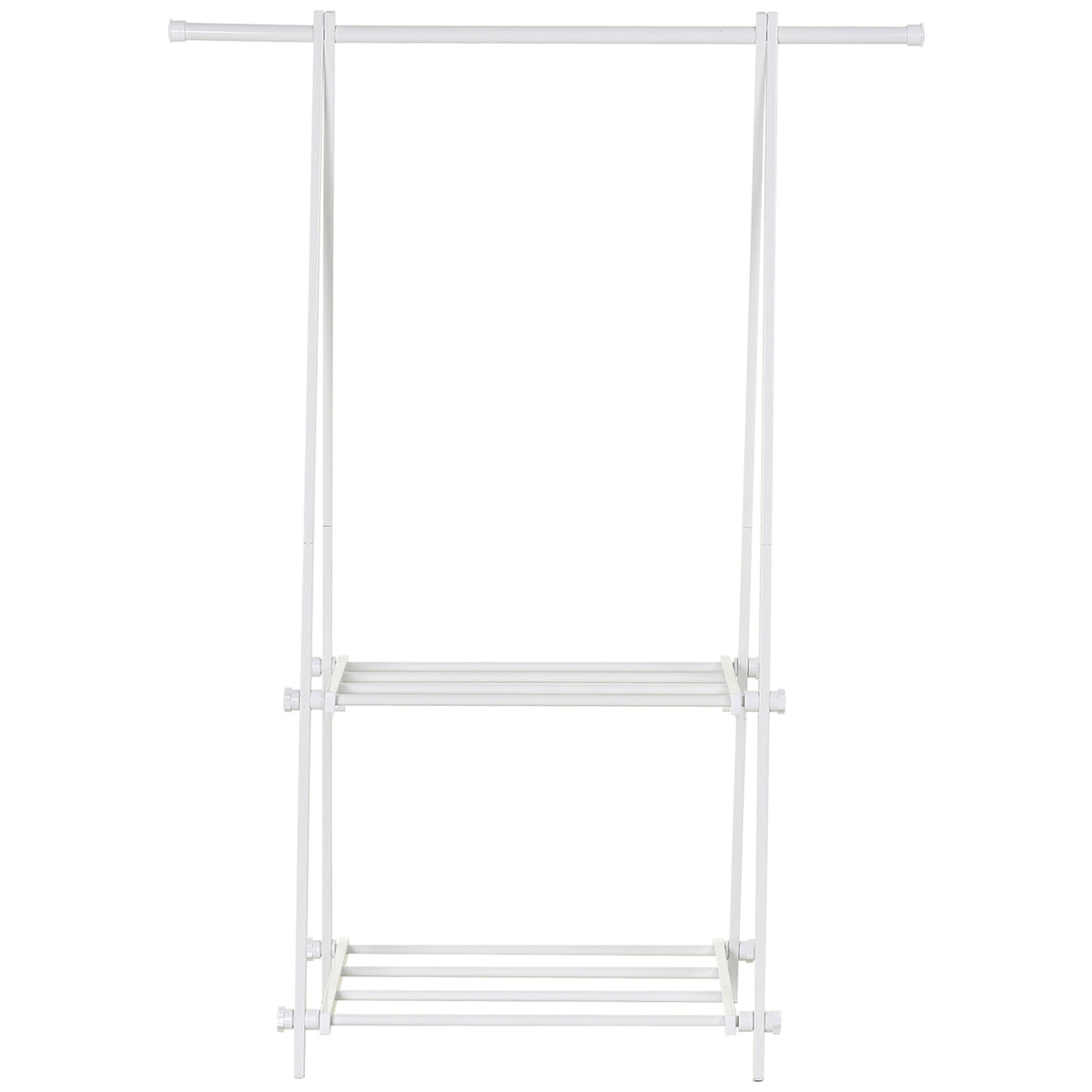 Clothes Rack With Shoe Rack, Coat Rack, Steel, White, 107.5X45X150Cm