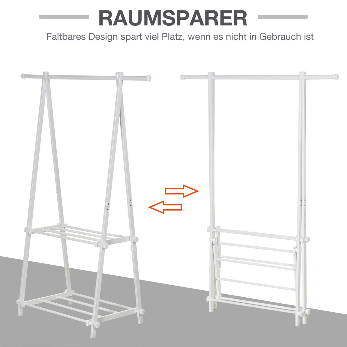 Clothes Rack With Shoe Rack, Coat Rack, Steel, White, 107.5X45X150Cm