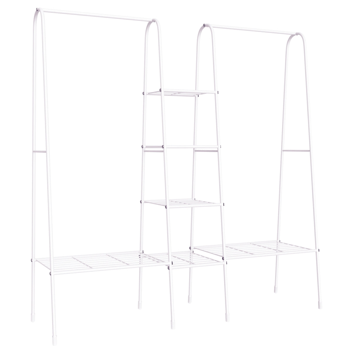 Clothes Rack With Shoe Rack, Free-Standing Clothes Rail, Coat Rack, Steel, White, 176X47X177Cm