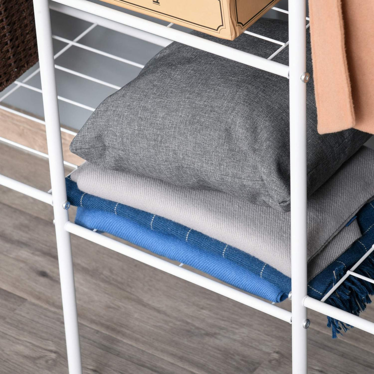 Clothes Rack With Shoe Rack, Free-Standing Clothes Rail, Coat Rack, Steel, White, 176X47X177Cm