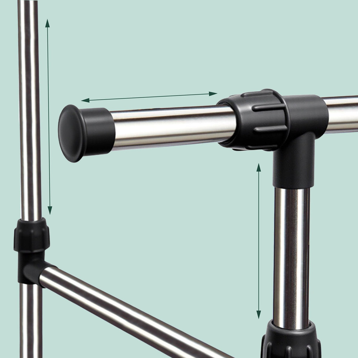 Clothes Rack with Adjustable Rails and Wheels