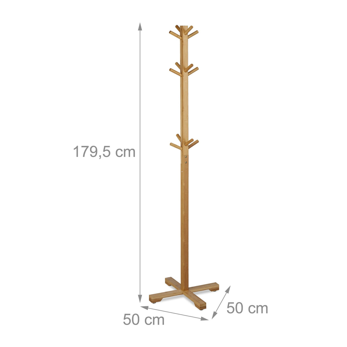 Clothes hanger in bamboo with 12 hooks