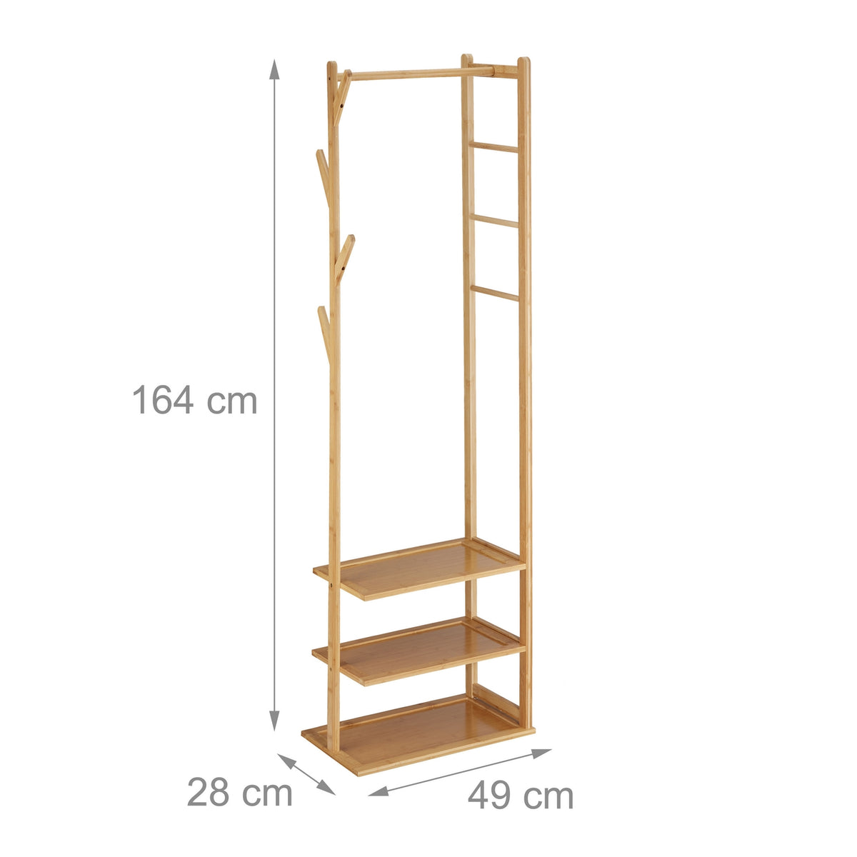 Clothes hanger in bamboo with 3 shelves
