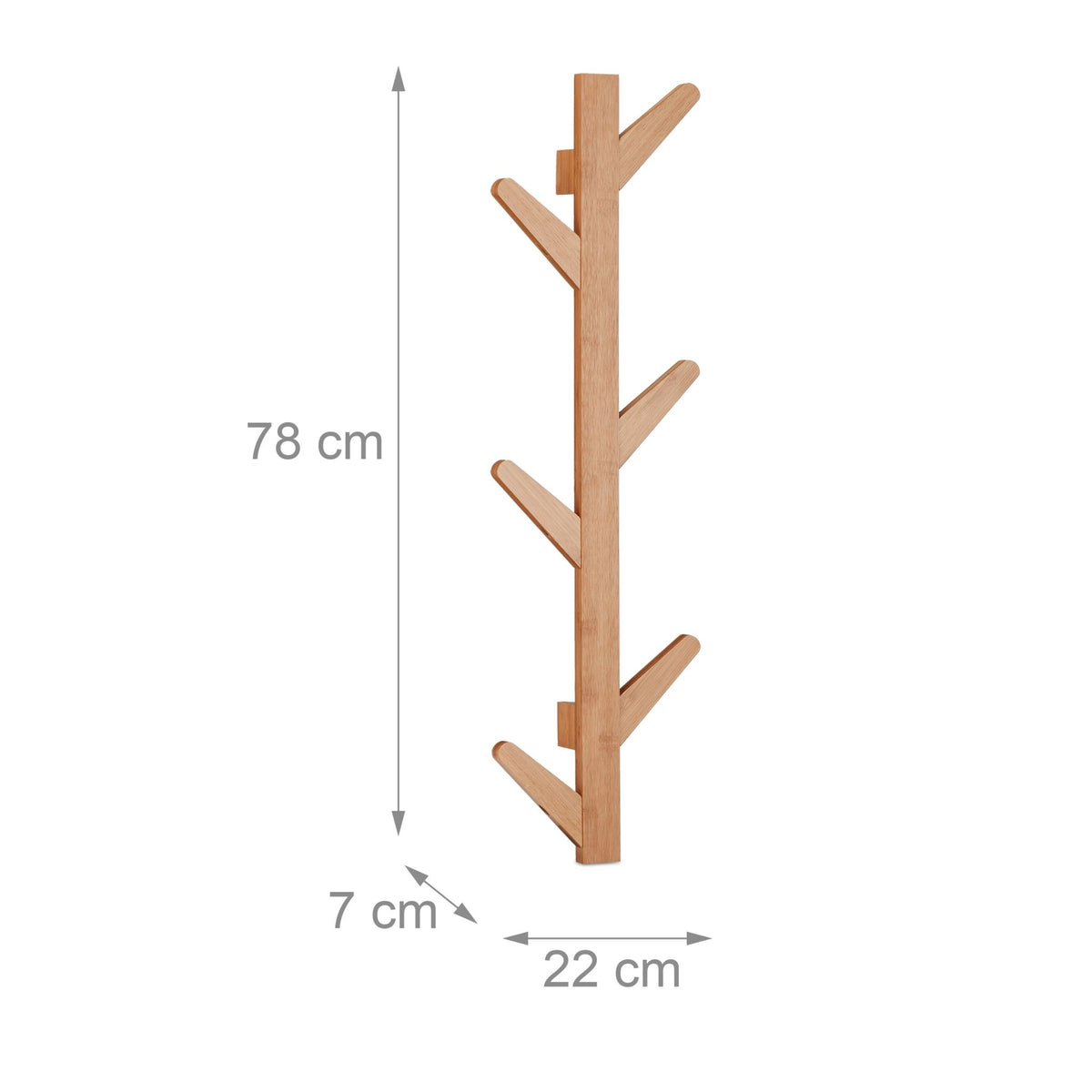 Clothes hanger in bamboo with 6 hooks