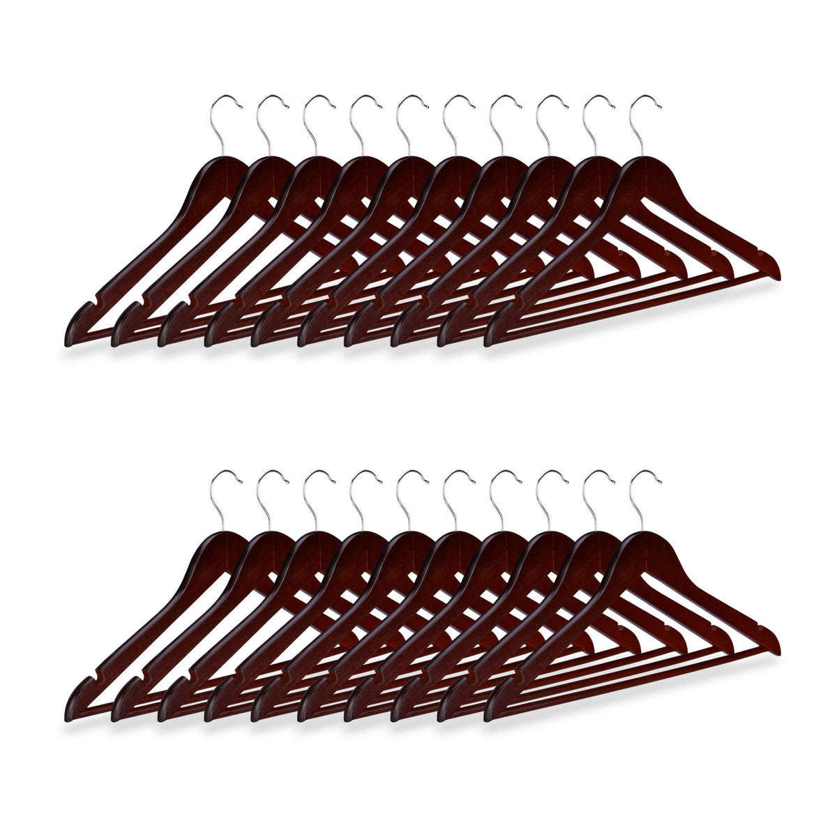 Clothes hangers with trouser bar, set of 20