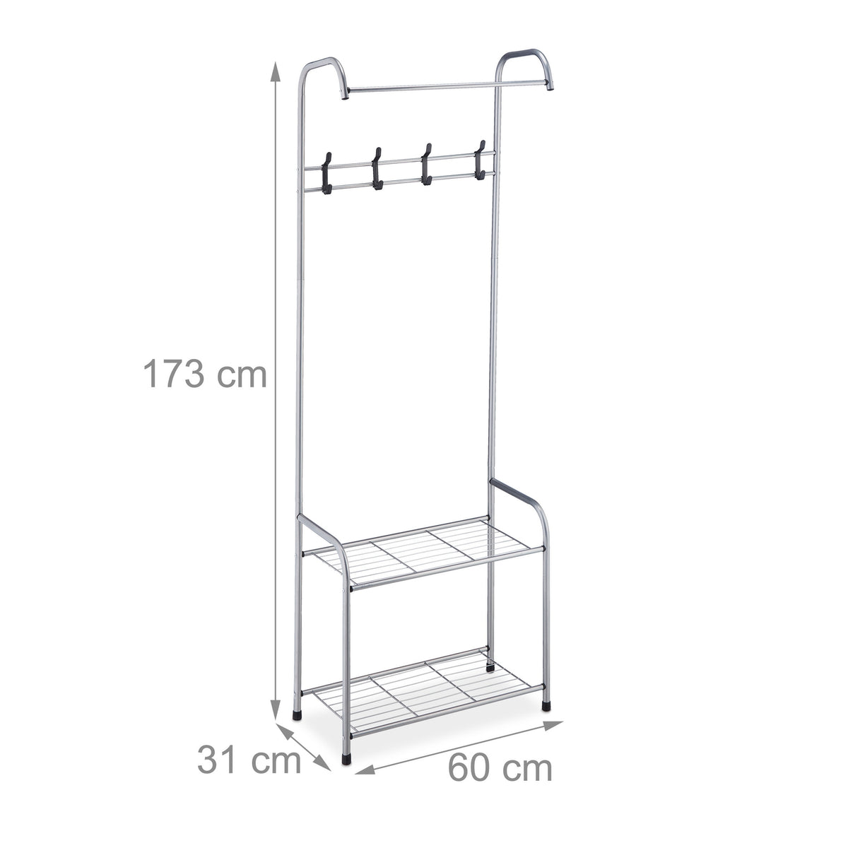 Clothes hanger with 2 shoe shelves