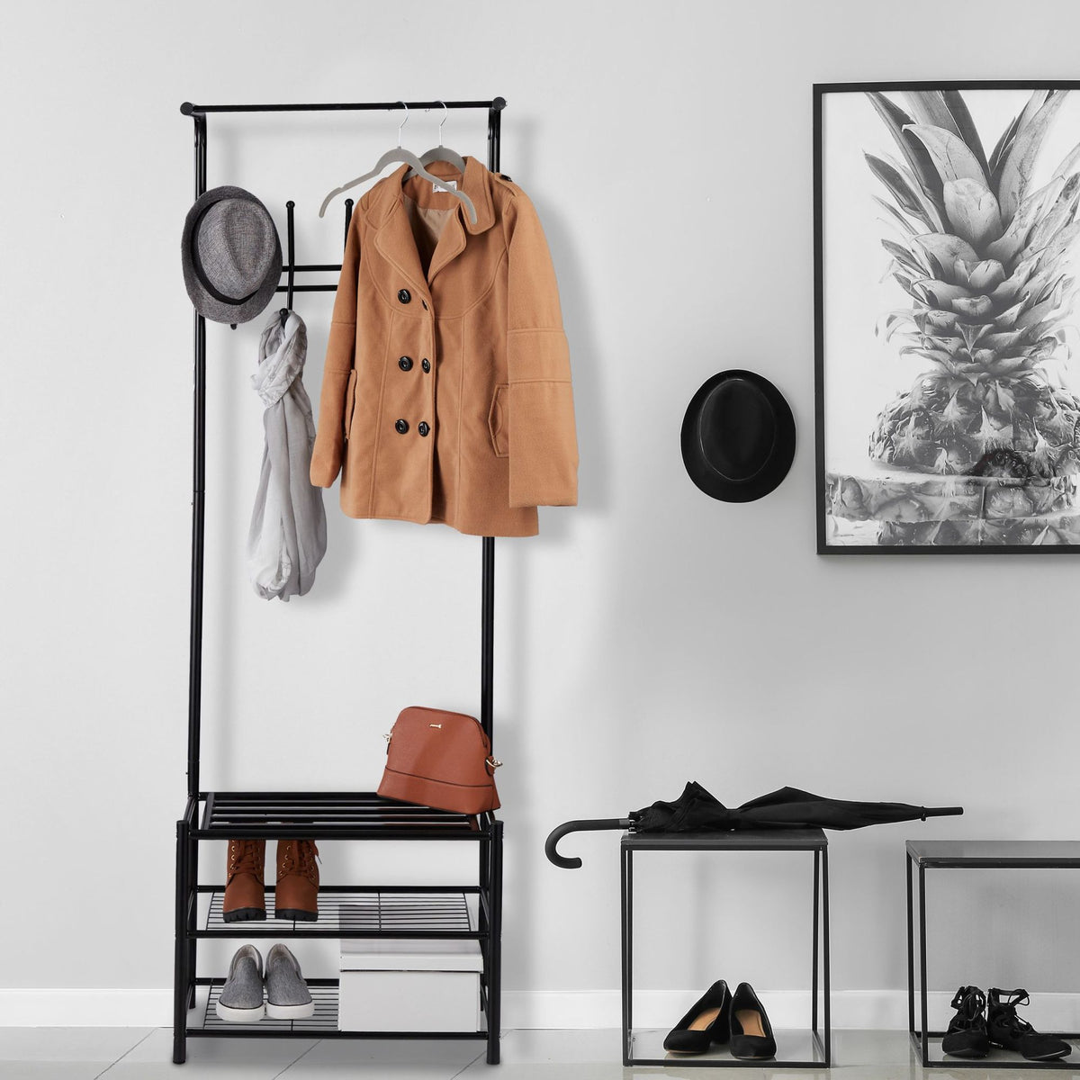 Clothes hanger with shoe storage