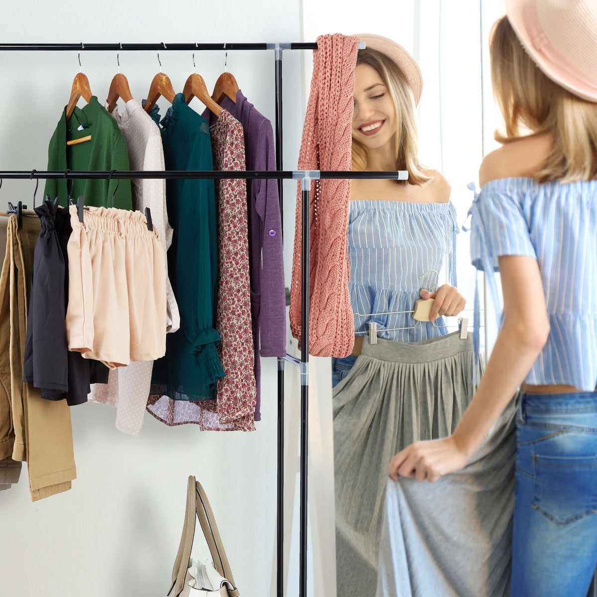 Clothes rack double metal