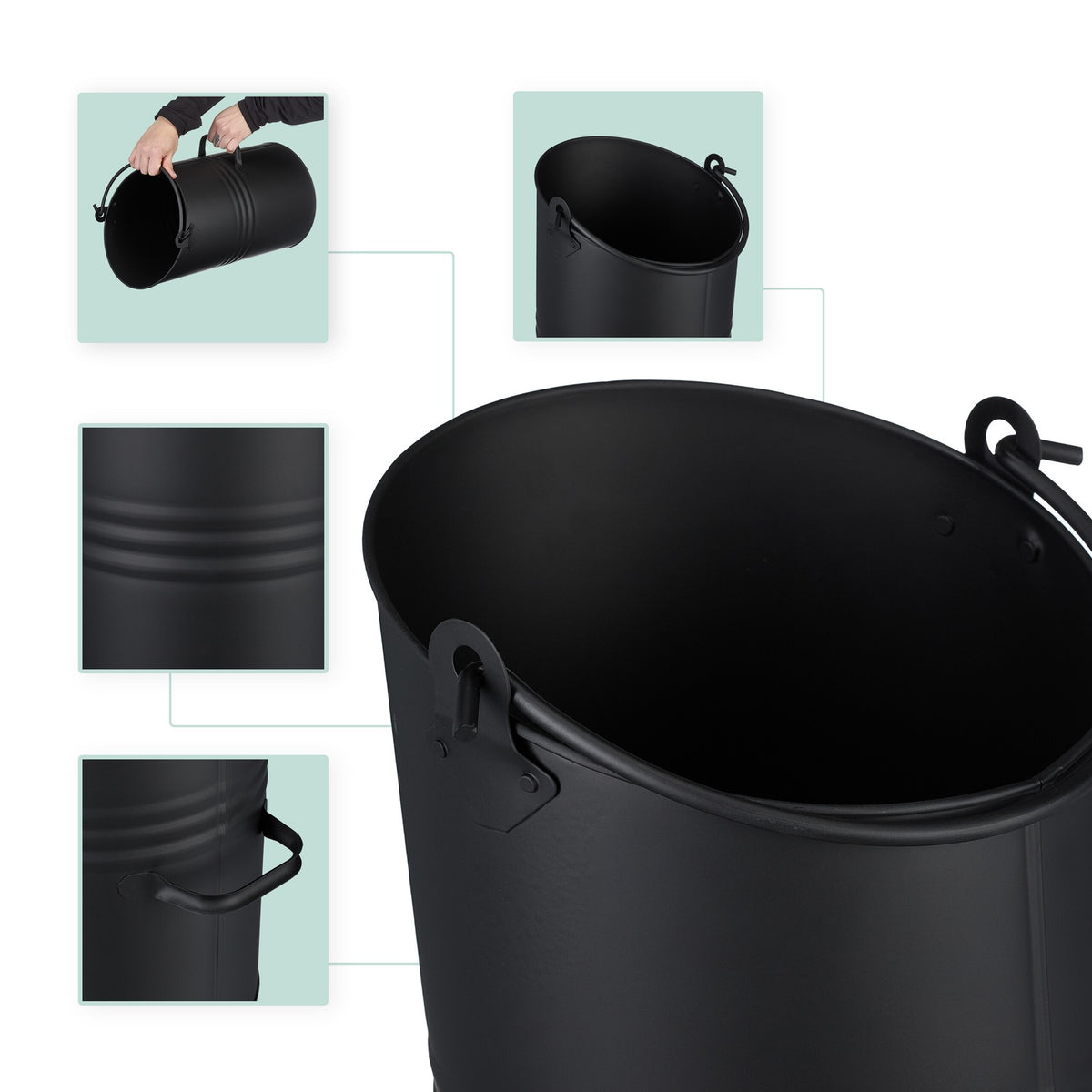 Coal Scuttle 12L – Black Iron Fireplace Bucket