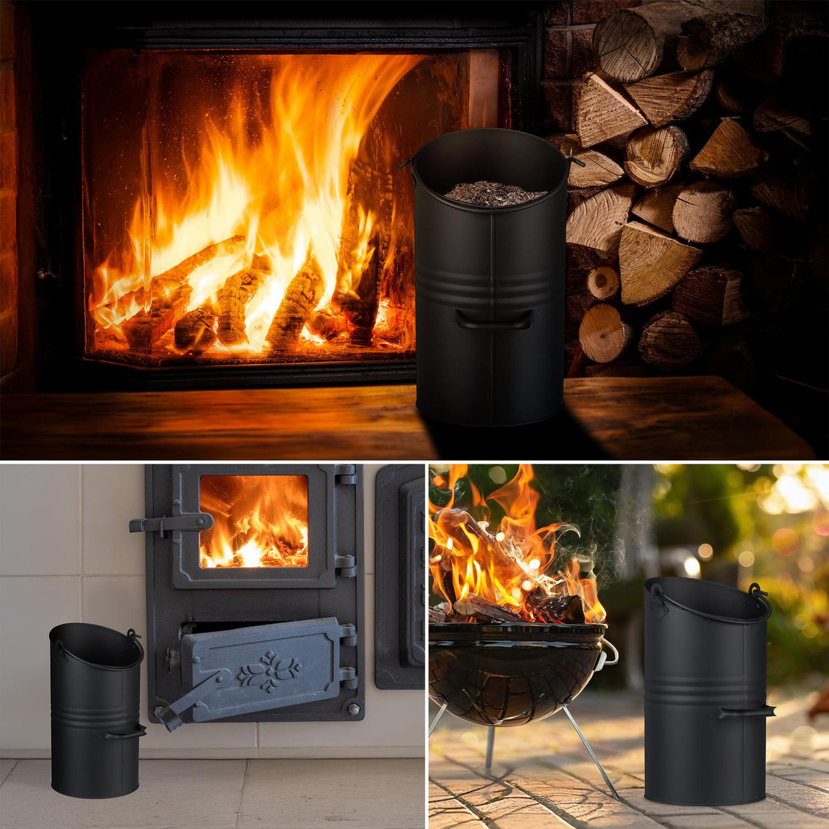Coal Scuttle 12L – Black Iron Fireplace Bucket