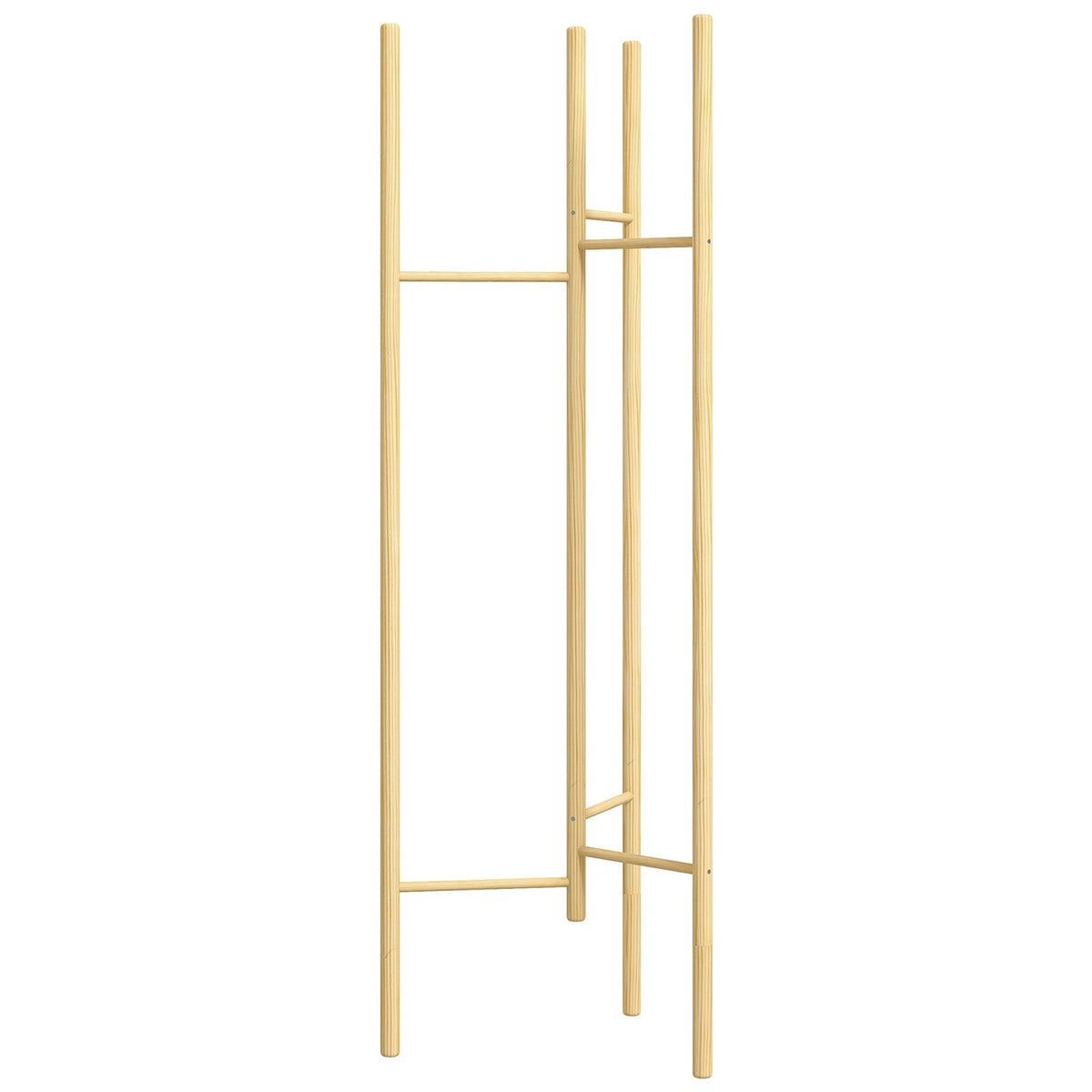 Coat Rack, Clothes Rack With 6 Hanging Rods, Solid Wood, Nordic Style Coat Rack For Clothes, Hats, Hallway, Entrance, Natural