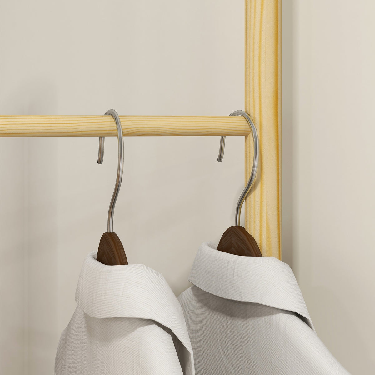 Coat Rack, Clothes Rack With 6 Hanging Rods, Solid Wood, Nordic Style Coat Rack For Clothes, Hats, Hallway, Entrance, Natural