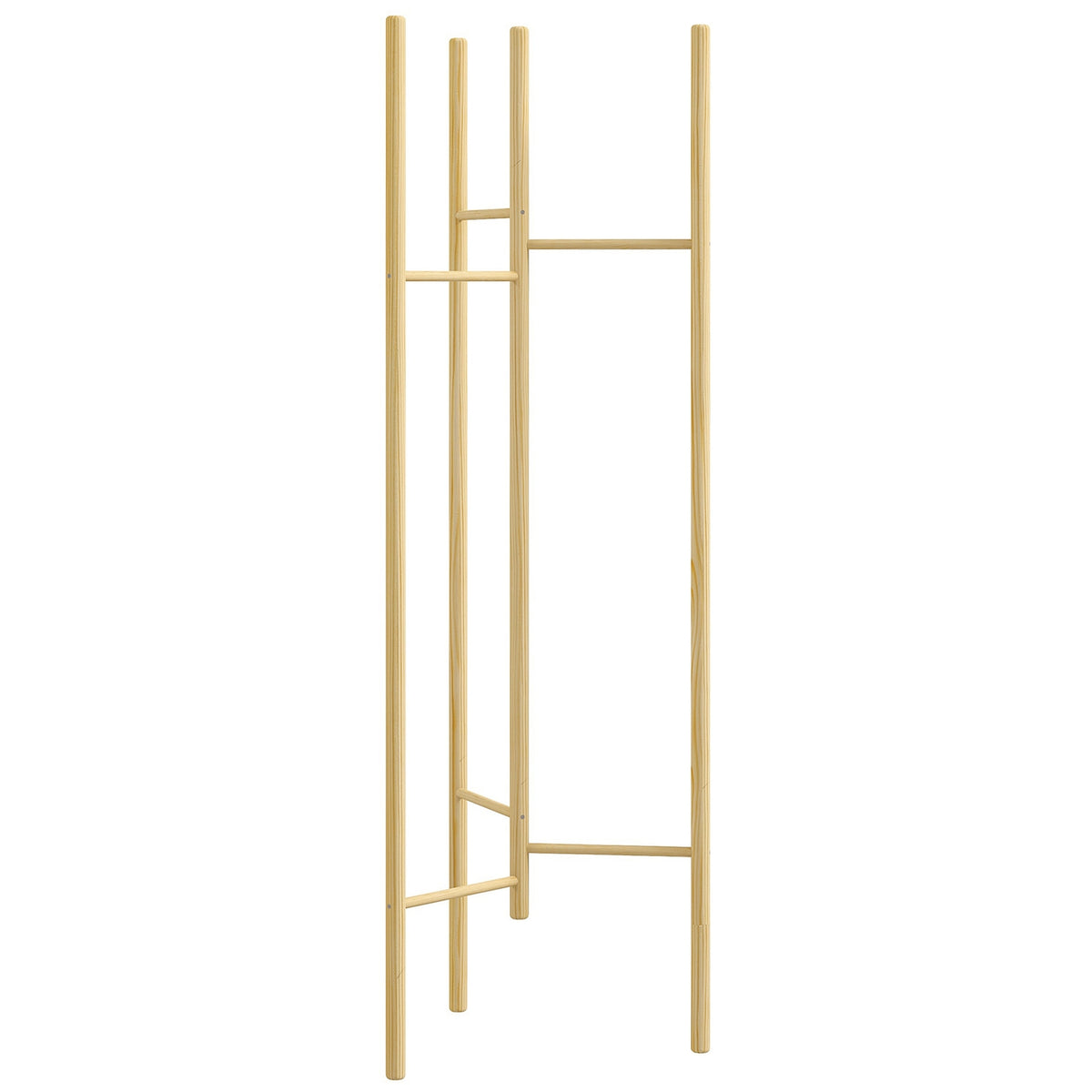 Coat Rack, Clothes Rack With 6 Hanging Rods, Solid Wood, Nordic Style Coat Rack For Clothes, Hats, Hallway, Entrance, Natural