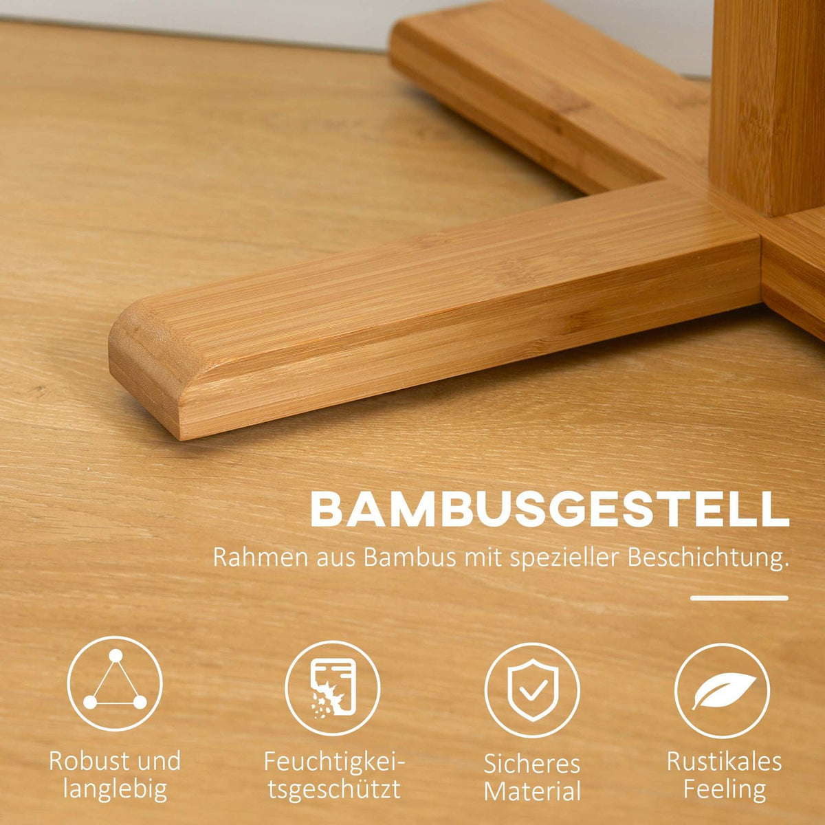 Coat Rack Made Of Bamboo With 8 Hooks, Clothes Rack For Hallway, Bedroom, Natural, 49.5X49.5X178Cm