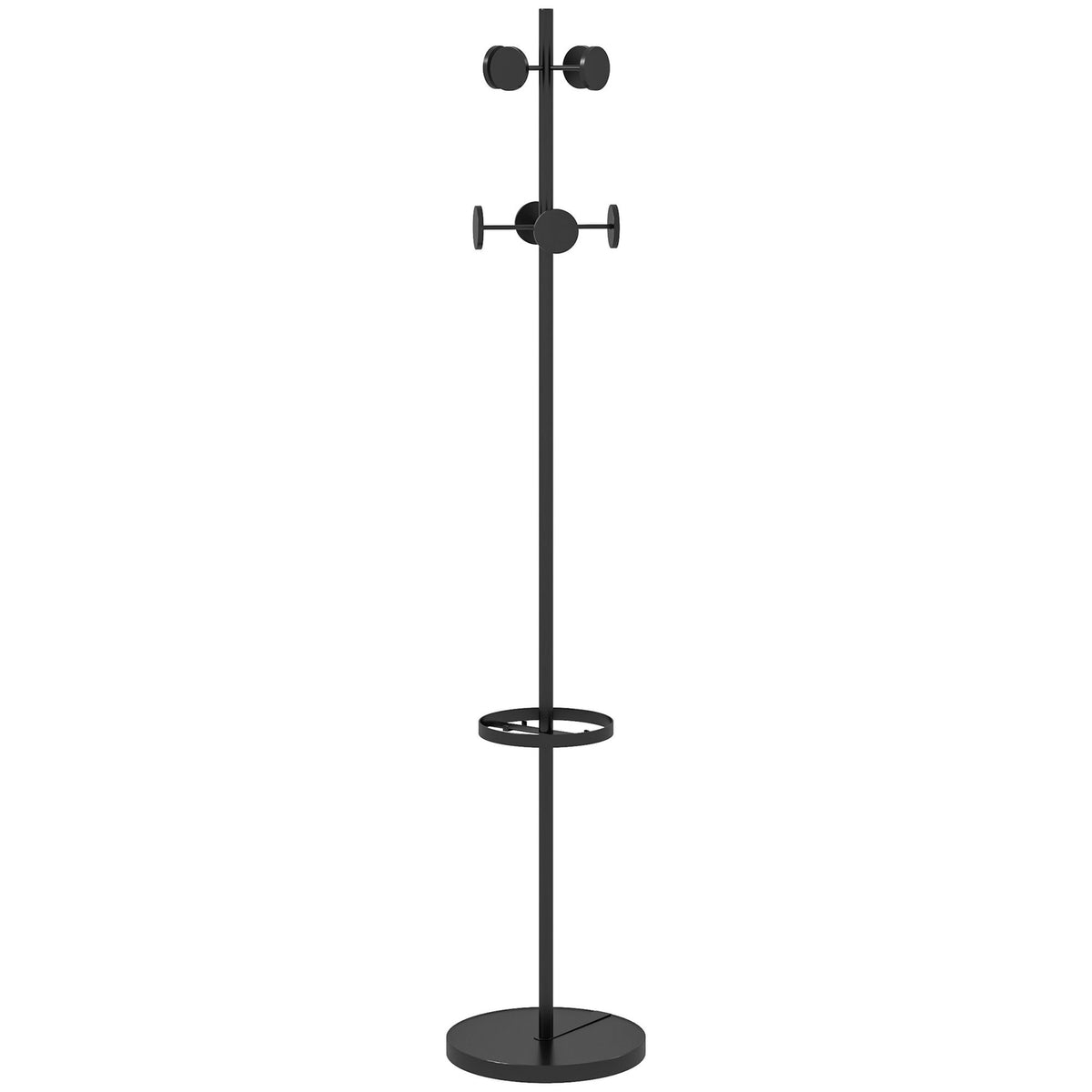 Coat Rack With 8 Hooks, Clothes Rack, Metal, Walnut, 34X34X177 Cm