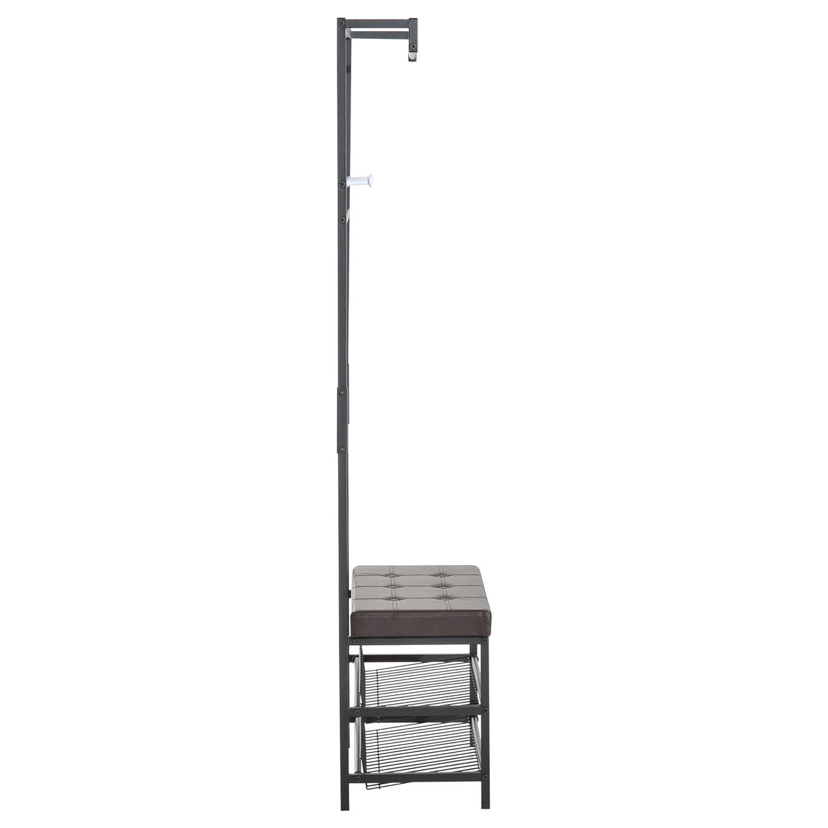 Coat Rack With Bench, Clothes Rack & Shoe Rack, Metal, 2 Shoe Racks, Seat, 72.5X35X180Cm