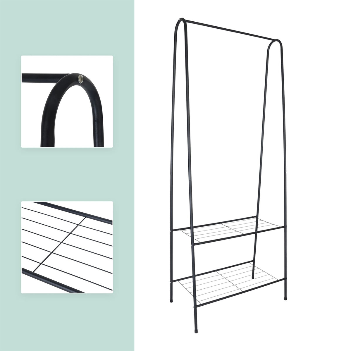 Coat Rack with 2 Shelves – Space-Saving Iron Design