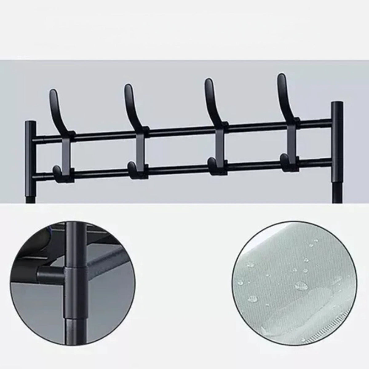 Coat Rack with 4 Shoe Shelves, Metal Freestanding