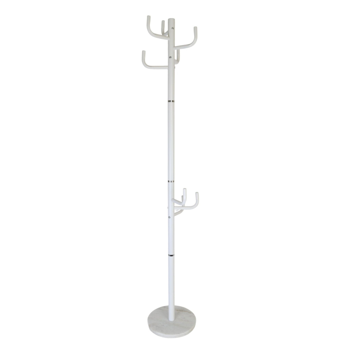 Coat Rack with 8 Hooks, Iron Frame, Marble Base