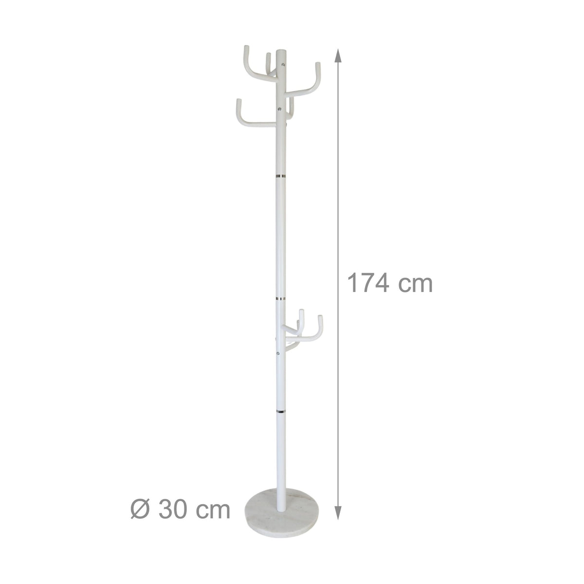 Coat Rack with 8 Hooks, Iron Frame, Marble Base