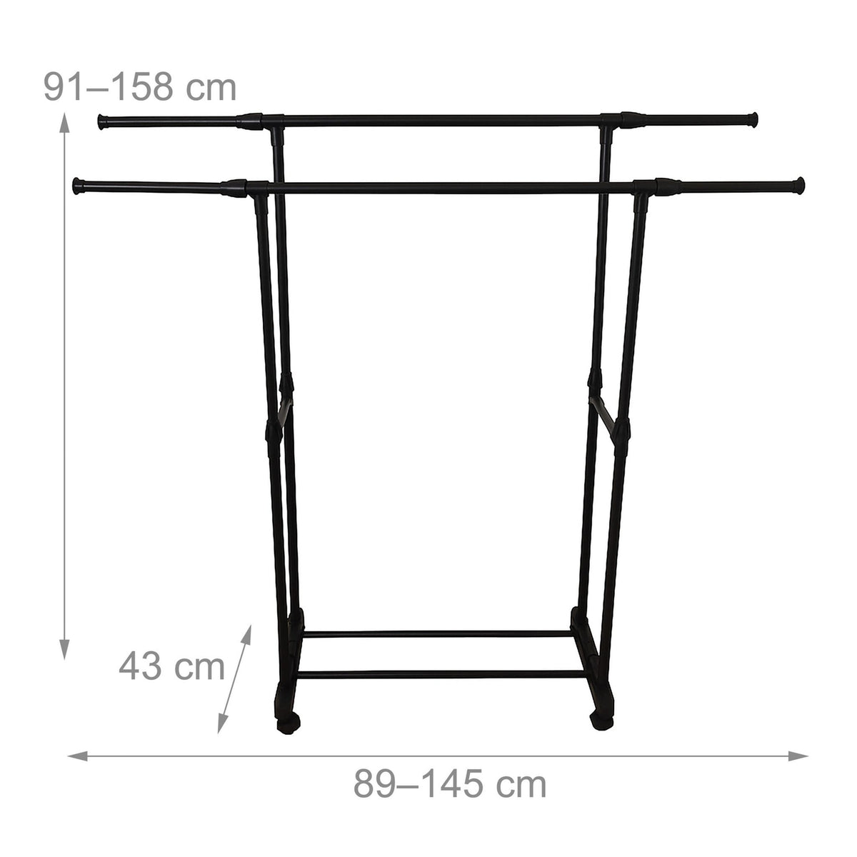 Coat Rack with Adjustable Rails and Castors